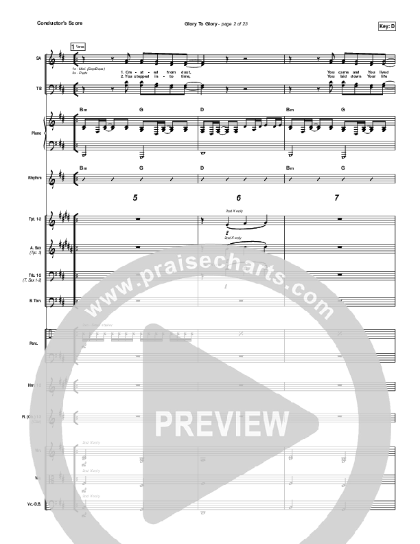Glory To Glory Conductor's Score (Bethel Music / William Matthews)