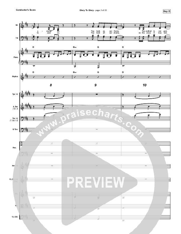 Glory To Glory Conductor's Score (Bethel Music / William Matthews)