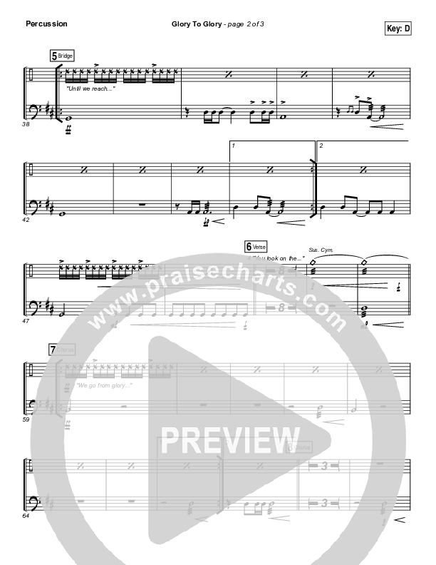 Glory To Glory Percussion (Bethel Music / William Matthews)