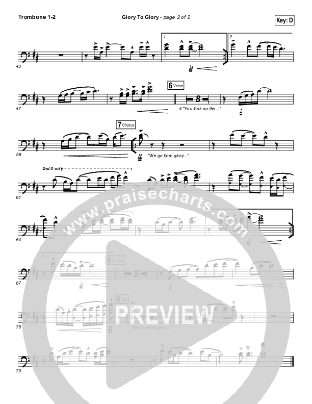 Glory To Glory Trombone 1/2 (Bethel Music / William Matthews)