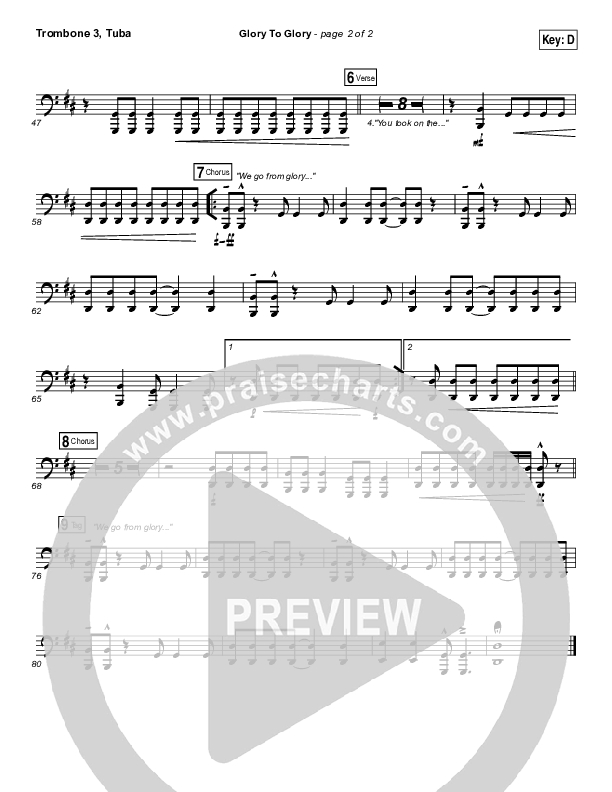 Glory To Glory Trombone 3/Tuba (Bethel Music / William Matthews)