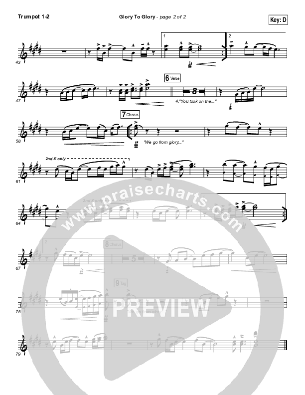 Glory To Glory Trumpet 1,2 (Bethel Music / William Matthews)