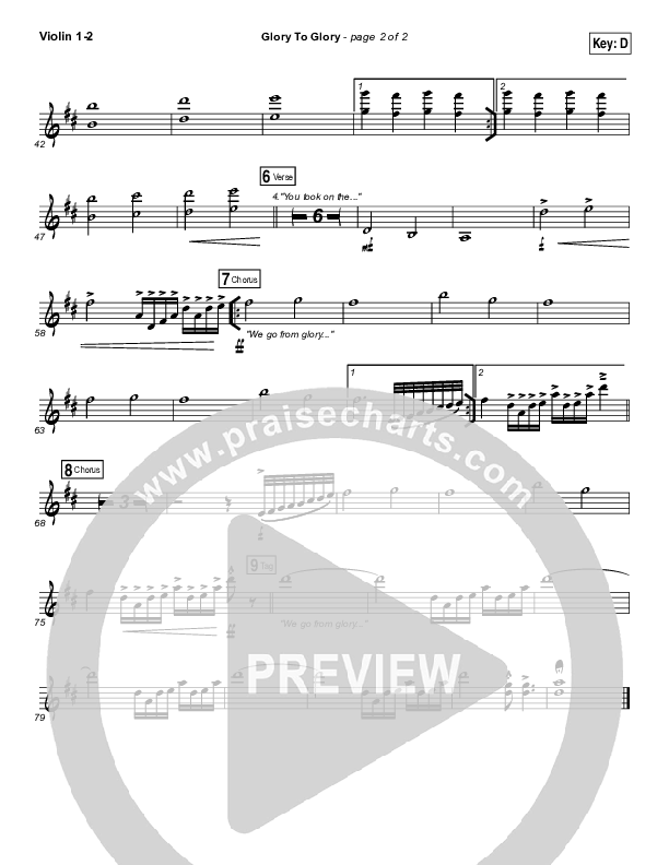 Glory To Glory Violin 1/2 (Bethel Music / William Matthews)