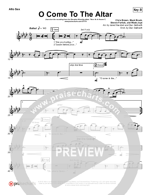 O Come To The Altar Alto Sax (Elevation Worship)