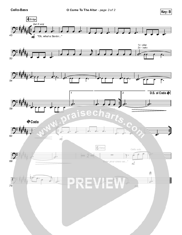 O Come To The Altar Cello/Bass (Elevation Worship)