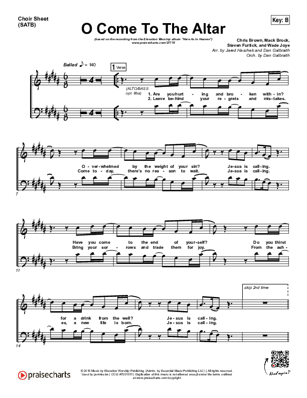 O Come To The Altar Choir Sheet (SATB) (Elevation Worship)