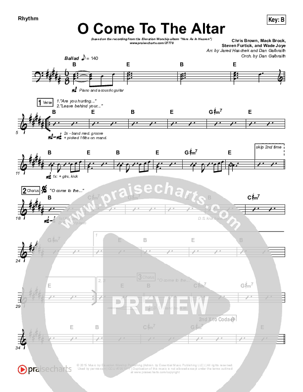 O Come To The Altar Rhythm Chart (Elevation Worship)