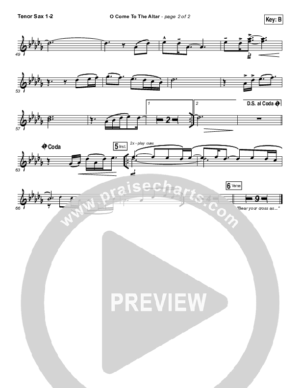 O Come To The Altar Tenor Sax 1,2 (Elevation Worship)