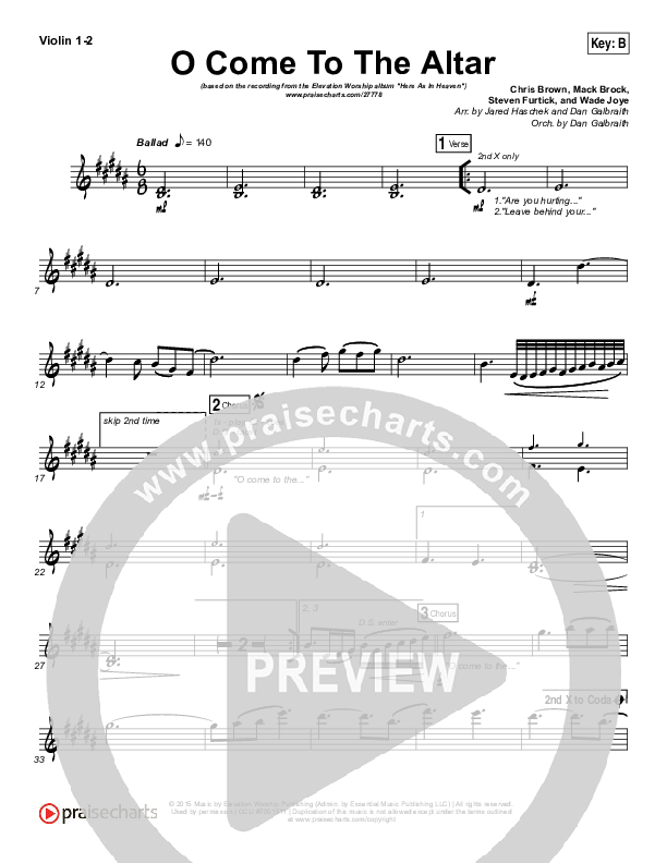 O Come To The Altar Violin 1,2 (Elevation Worship)