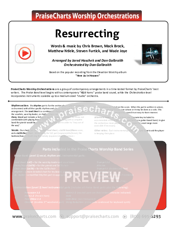 Resurrecting (Live) Cover Sheet (Elevation Worship)