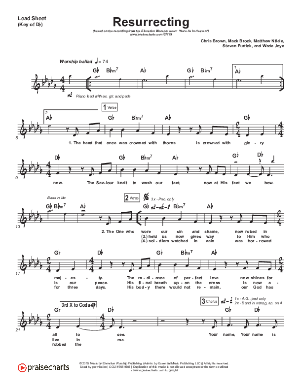 Resurrecting (Live) Lead Sheet (Melody) (Elevation Worship)