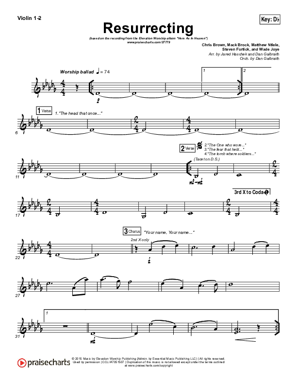 Resurrecting (Live) Violin 1,2 (Elevation Worship)