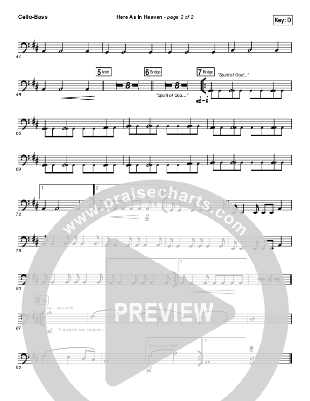Here As In Heaven Cello/Bass (Elevation Worship)