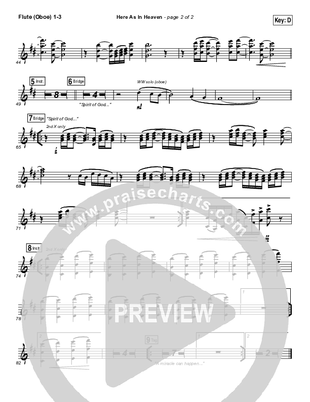 Here As In Heaven Flute/Oboe 1/2/3 (Elevation Worship)