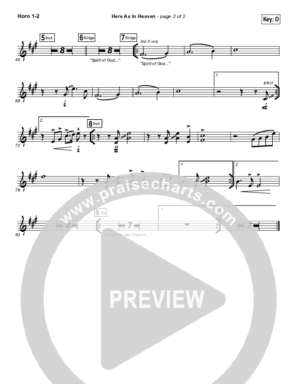 Here As In Heaven French Horn 1/2 (Elevation Worship)