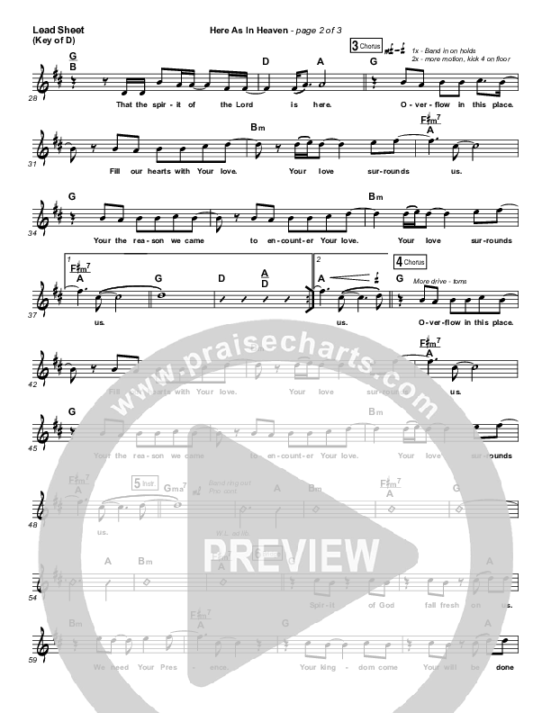 Here As In Heaven Lead Sheet (Melody) (Elevation Worship)