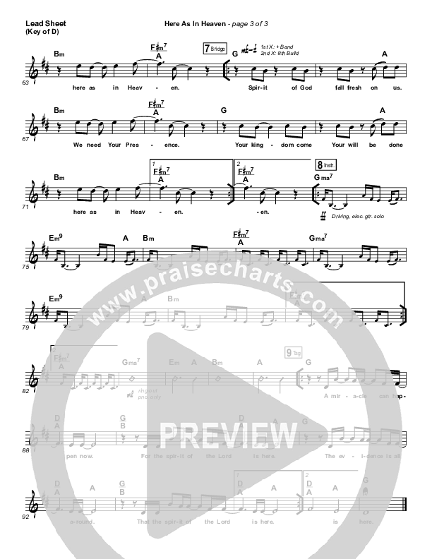 Here As In Heaven Lead Sheet (Melody) (Elevation Worship)