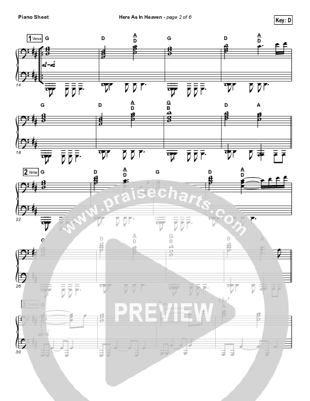 Here As In Heaven Piano Sheet (Elevation Worship)
