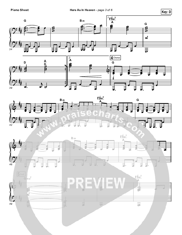 Here As In Heaven Piano Sheet (Elevation Worship)