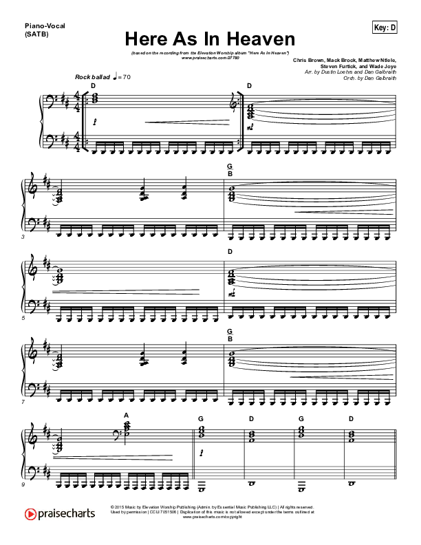 Here As In Heaven Piano/Vocal (SATB) (Elevation Worship)