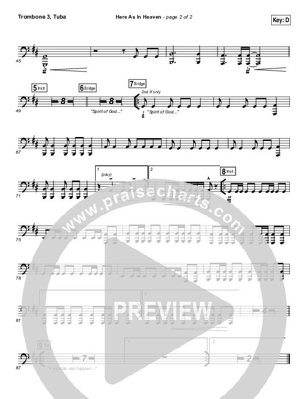 Here As In Heaven Trombone 3/Tuba (Elevation Worship)