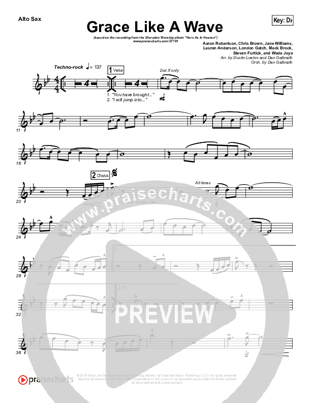 Grace Like A Wave Alto Sax (Elevation Worship)