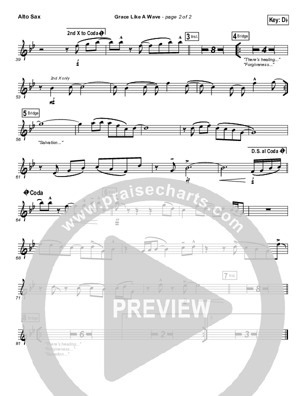 Grace Like A Wave Alto Sax (Elevation Worship)