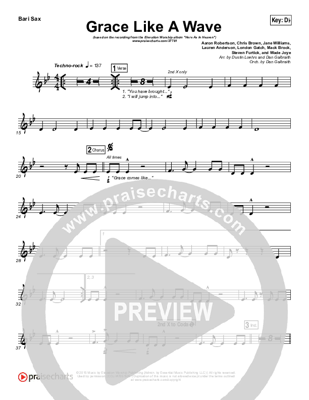 Grace Like A Wave Bari Sax (Elevation Worship)