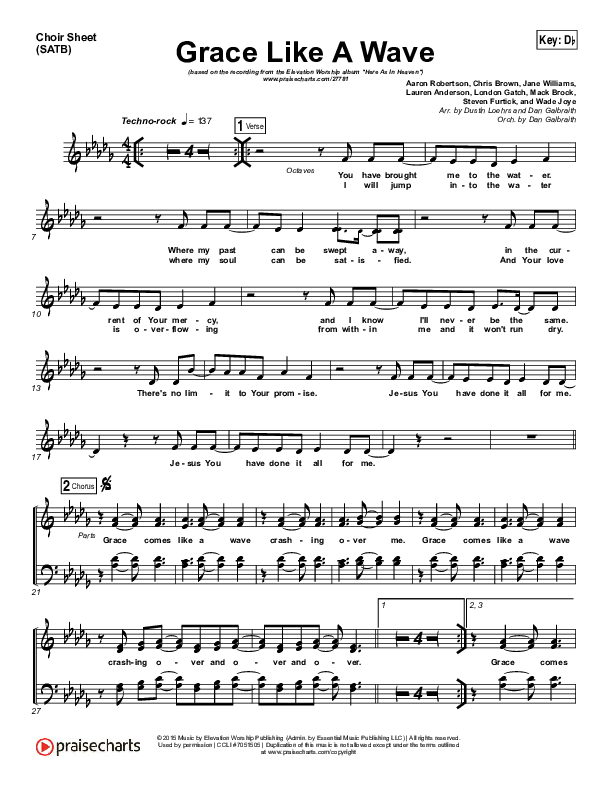 Grace Like A Wave Choir Sheet (SATB) (Elevation Worship)