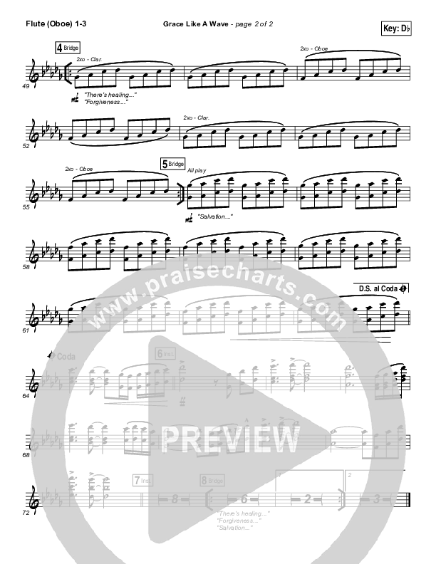 Grace Like A Wave Flute/Oboe 1/2/3 (Elevation Worship)