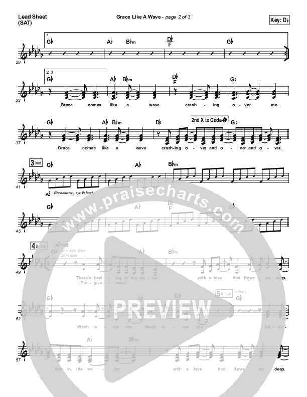 Grace Like A Wave Lead Sheet (SAT) (Elevation Worship)