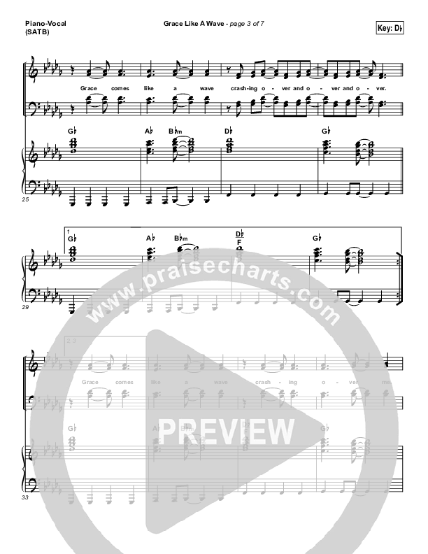 Grace Like A Wave Piano/Vocal (SATB) (Elevation Worship)