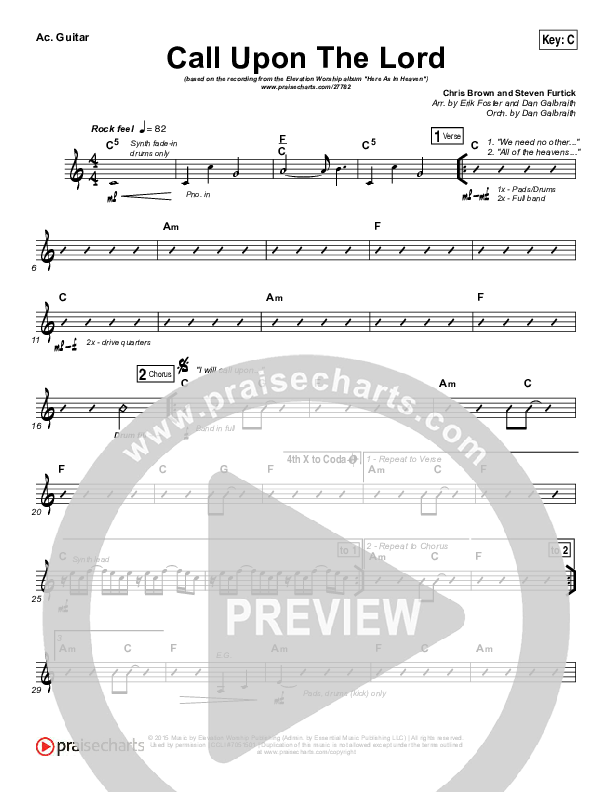 Call Upon The Lord Acoustic Guitar (Elevation Worship)