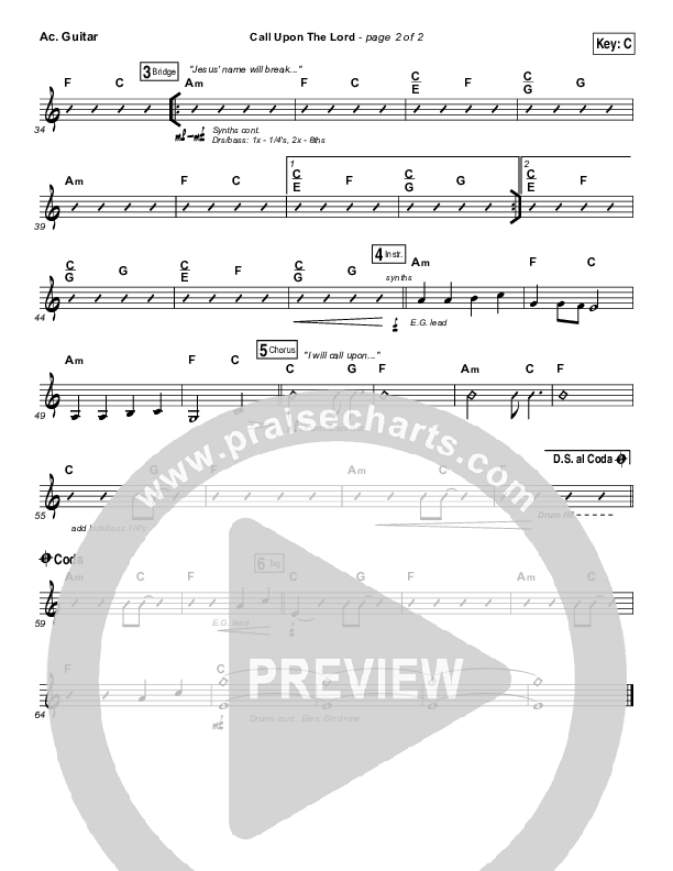 Call Upon The Lord Acoustic Guitar (Elevation Worship)