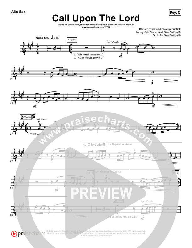 Call Upon The Lord Alto Sax (Elevation Worship)