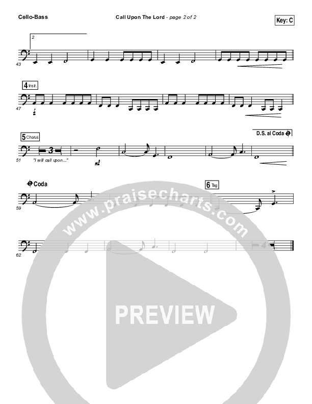 Call Upon The Lord Cello/Bass (Elevation Worship)