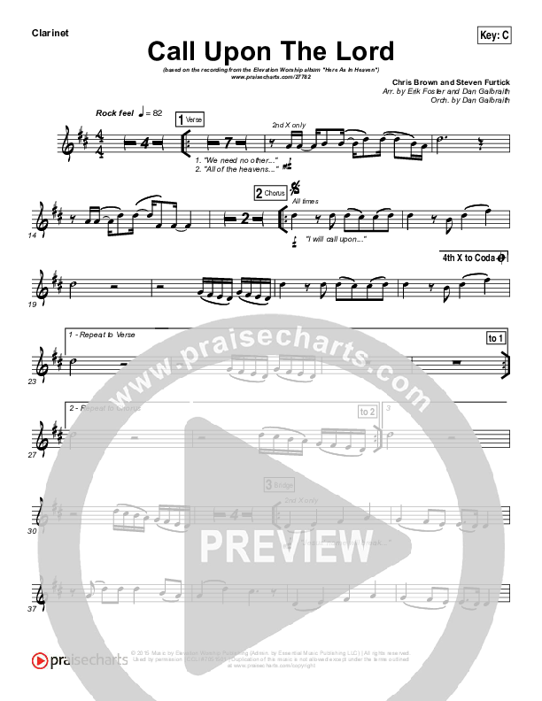 Call Upon The Lord Clarinet (Elevation Worship)