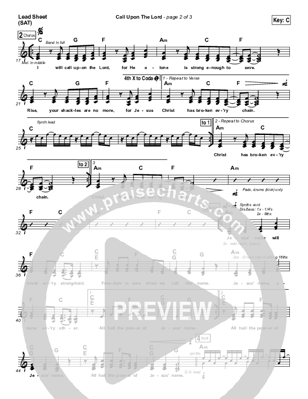 Call Upon The Lord Lead Sheet (SAT) (Elevation Worship)