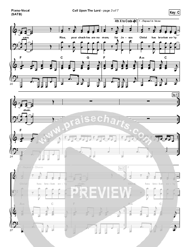 Call Upon The Lord Piano/Vocal (SATB) (Elevation Worship)