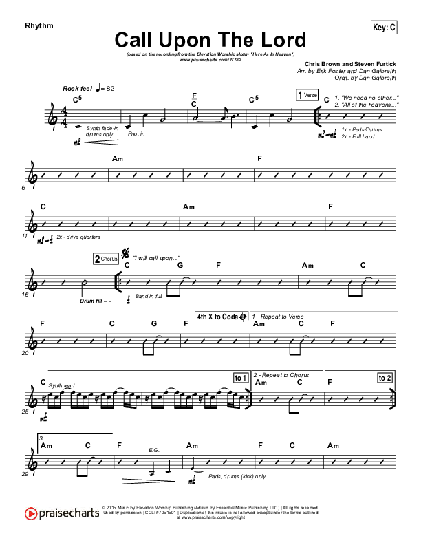 Call Upon The Lord Rhythm Chart (Elevation Worship)