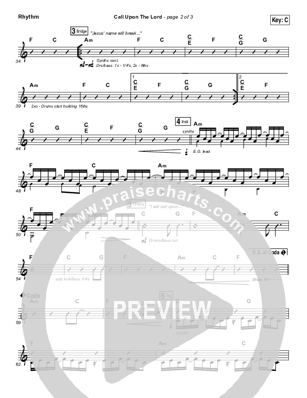 Call Upon The Lord Rhythm Chart (Elevation Worship)