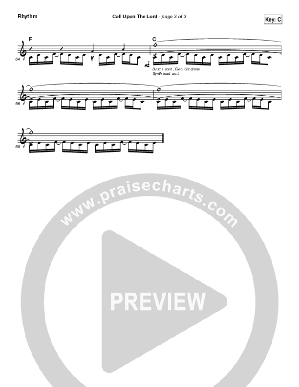 Call Upon The Lord Rhythm Chart (Elevation Worship)