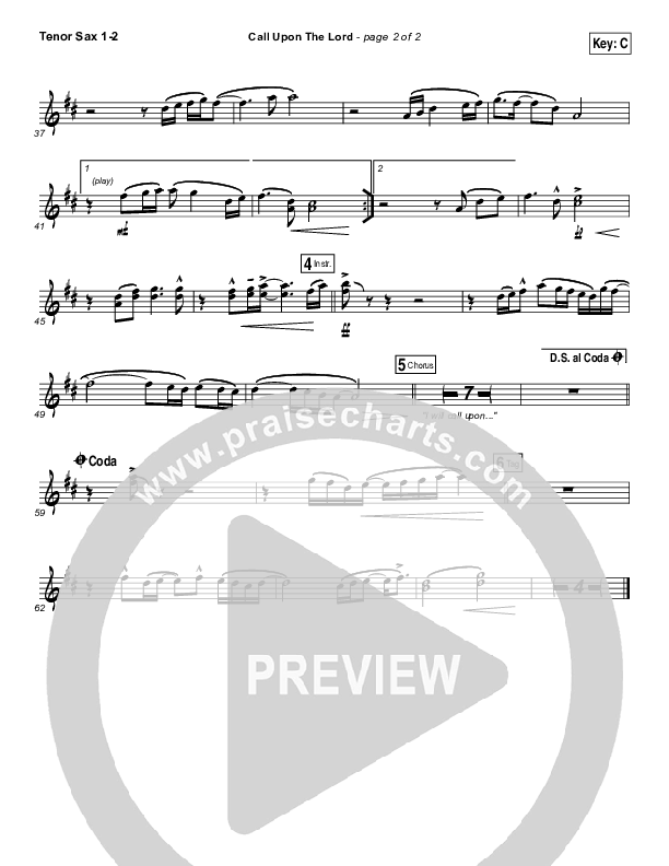 Call Upon The Lord Tenor Sax 1/2 (Elevation Worship)