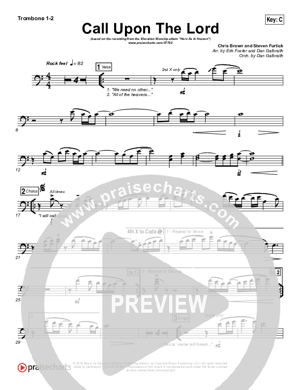 Call Upon The Lord Trombone 1/2 (Elevation Worship)