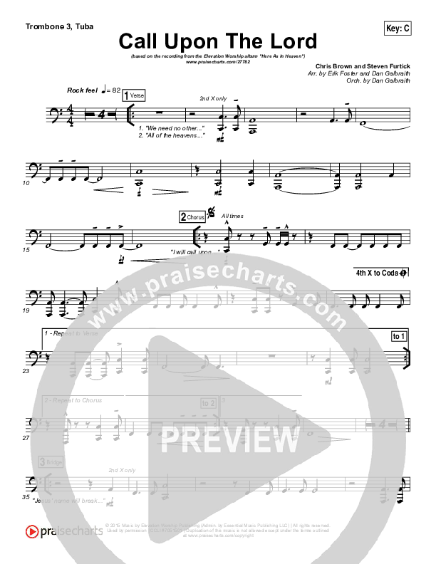 Call Upon The Lord Trombone 3/Tuba (Elevation Worship)