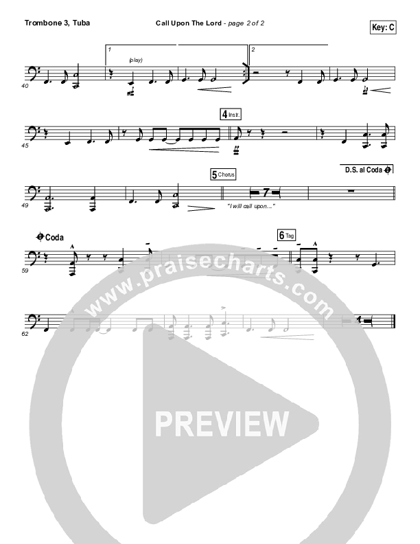 Call Upon The Lord Trombone 3/Tuba (Elevation Worship)