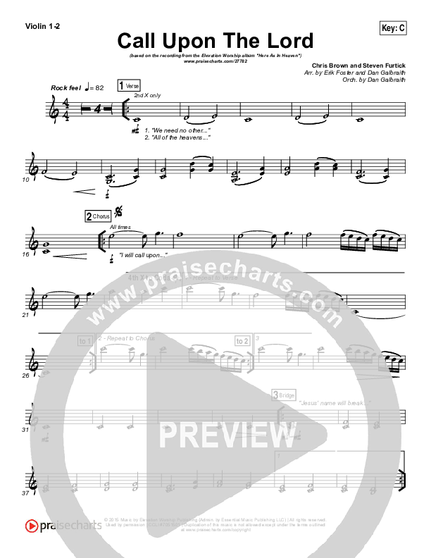 Call Upon The Lord Violin 1/2 (Elevation Worship)