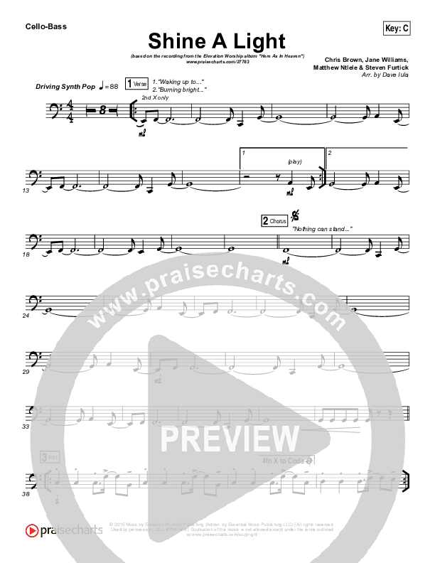 Shine A Light Cello/Bass (Elevation Worship)