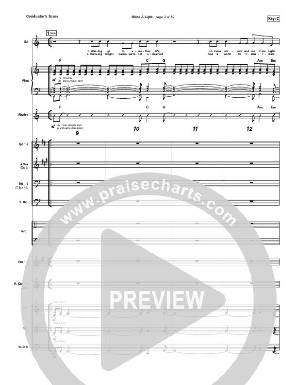 Shine A Light Conductor's Score (Elevation Worship)