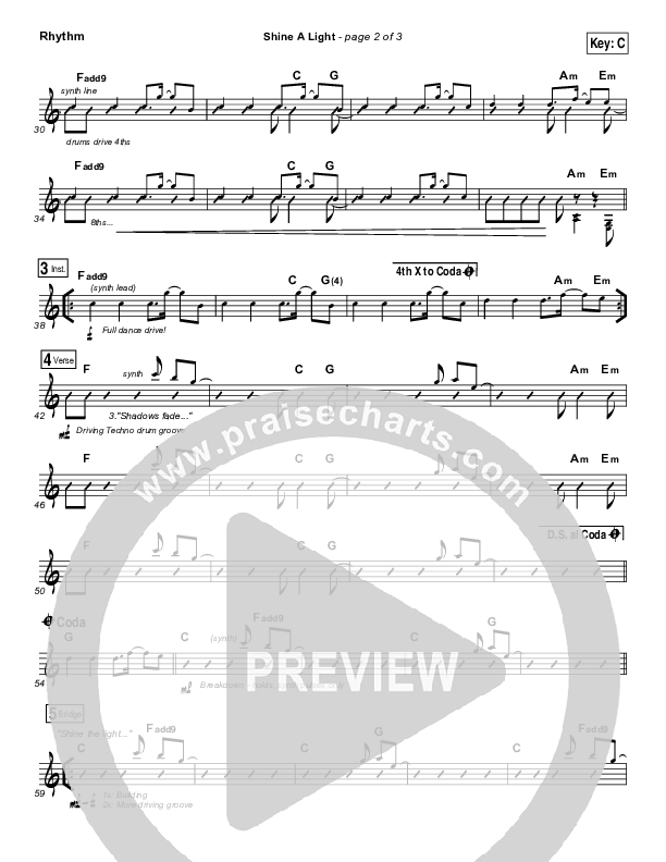 Shine A Light Rhythm Chart (Elevation Worship)